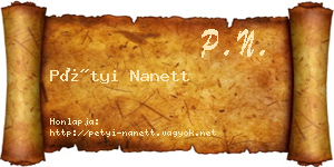 Pétyi Nanett névjegykártya